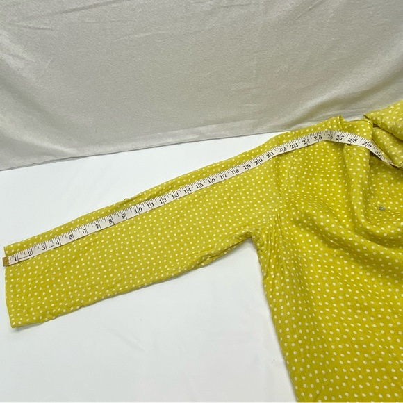 Rachel Zoe Womens 1X Linen Button Down Yellow White Polka Dot Blouse Casual Fun - Picture 11 of 14